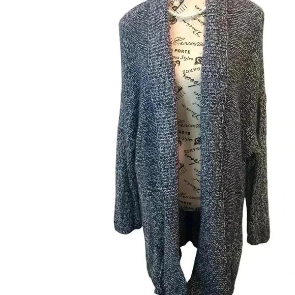 J Jill Blue and White Marled Long Sweater Open front Marled L/S - Picture 1 of 5